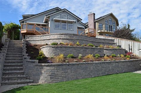tiered retaining wall on lake lawrence near yelm landscaping retaining walls landscaping on a