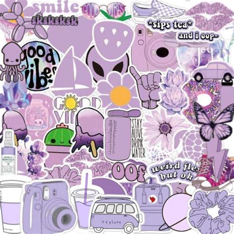 Cute Purple Vsco Stickers 5101520 Packs For Etsy