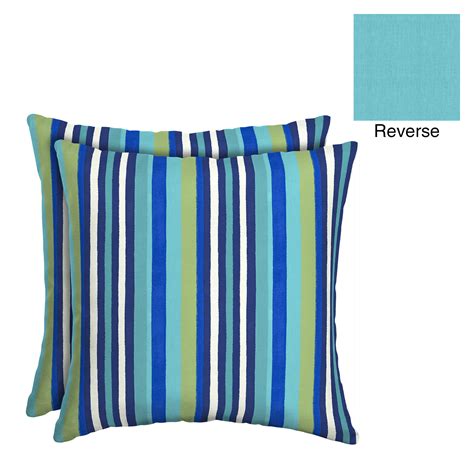 Mainstays Turquoise Stripe 16 Outdoor Throw Pillow Set Of 2