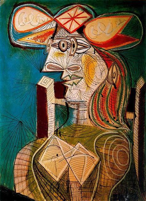 Sitzende Frau Auf H Lzern Stuhl L Auf Leinwand Von Pablo Picasso
