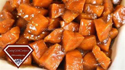 In a large bowl, mix together the melted butter, brown sugar, granulated sugar, honey, cinnamon, allspice, nutmeg, and vanilla. CANDIED YAMS Recipe- Good Ol' Down Home Cookin' |Soul Food ...