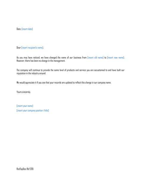 Notify employees of a new policy or a change in an existing one announce a budget surplus announce a business anniversary announce a change in your company's name announce a. Name Change Letter | charlotte clergy coalition