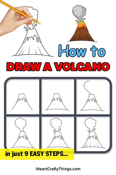 How To Draw A Volcano Step By Step Guide Easy Doodles Drawings Art