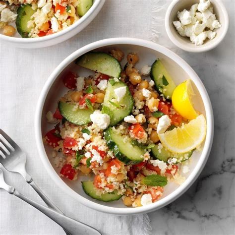 Light and fresh and perfect for a healthy lunch! Couscous Tabbouleh with Fresh Mint & Feta | Recipe in 2020 ...