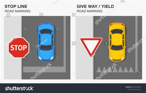 Road Markings Meaning Stop Line Give เวกเตอร์สต็อก ปลอดค่าลิขสิทธิ์