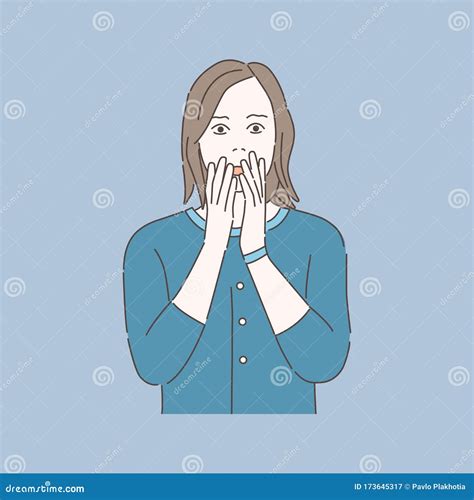 scared woman vector cartoon illustration horror panic excitement and fear terrified girl