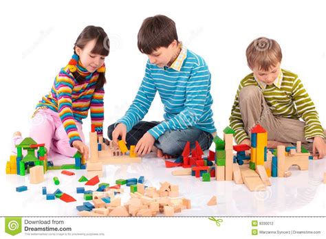 Children Playing With Blocks Stock Photo Image Of Wood Builds 8330012