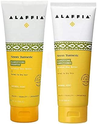 Alaffia Neem Turmeric Clarifying Shampoo And Conditioner Gently