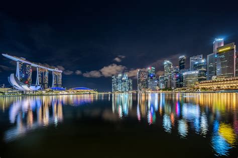 Singapore Hd Reflection City Skyscraper Marina Bay Sands Light