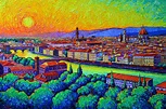 FLORENCE SUNSET GLOW FROM PIAZZALE MICHELANGELO commissioned oil ...