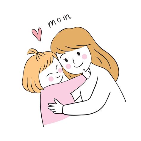 Dibujo De Una Mama Con Su Hija Tomadas De La Mano Para Colorear Y