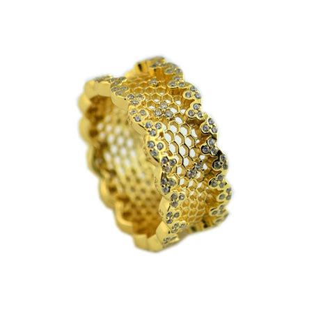 925 Sterling Silver Honeycomb Lace Ring Shine And Clear Cz For Women Original Fashion Diy Charms