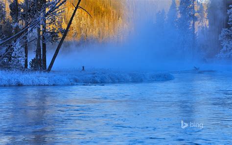 Winter Flowing River 2015 Bing Theme Wallpaper Preview