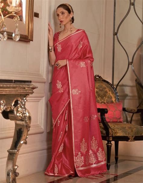 Red Satin Silk Traditional Saree Sarees Designer Collection
