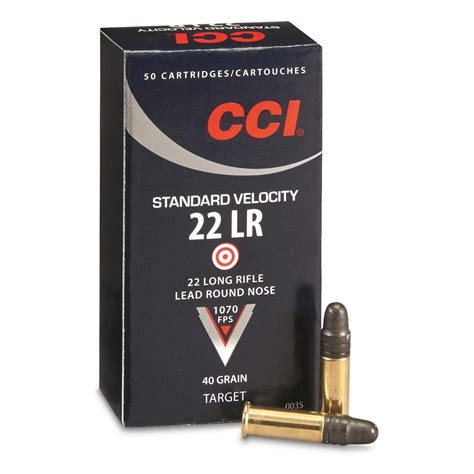 Cci Standard Velocity 22lr Lrn 40 Grain 50 Rounds 639073 22lr