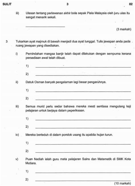 Contoh Soalan Bahasa Melayu Tingkatan