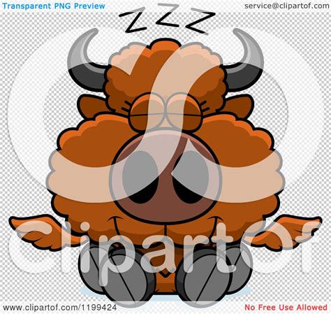 Cartoon Of A Cute Sleeping Winged Buffalo Calf Royalty Free Vector