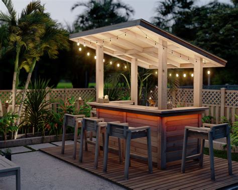 Diy Outdoor Bar Plan With Roof Walls And Seating For Ph