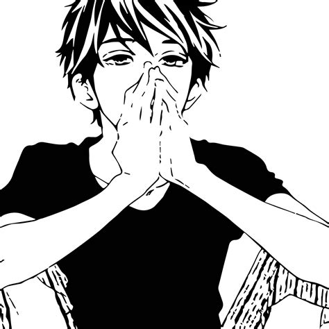 Download Sad Anime Boy Black And White Pfp Wallpaper