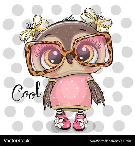 Cartoon Owl In Pink Glasses Royalty Free Vector Image