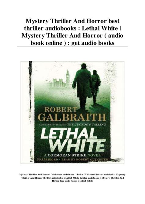 Mystery Thriller And Horror Best Thriller Audiobooks Lethal White