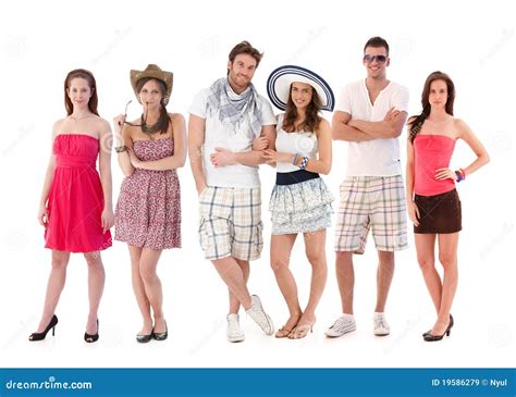 Group Portrait Of Young People In Summer Clothing Stock Image Image