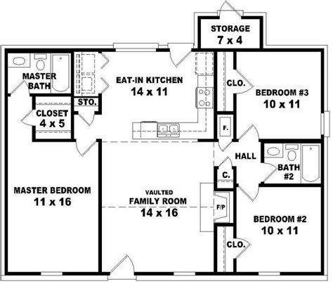 55 House Floor Plans 3 Bedroom 2 Bath