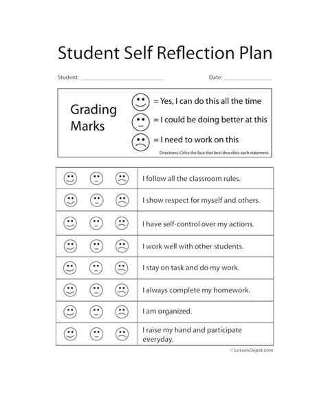 Lesson Depot Student Reflection Lesson Plan Template Preschool