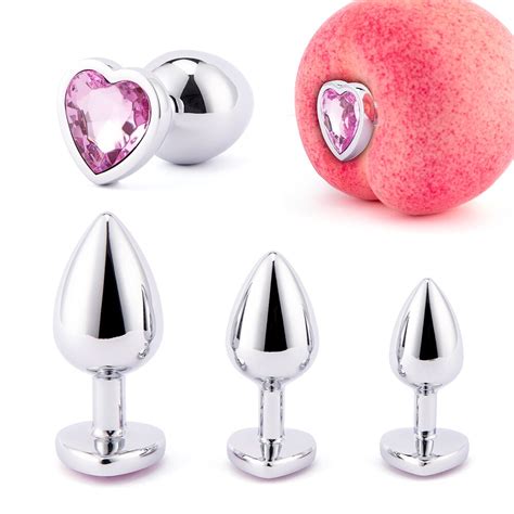 3 Sizes Anal Plug Mini Heart Smooth Metal Stainless Steel Crystal Butt