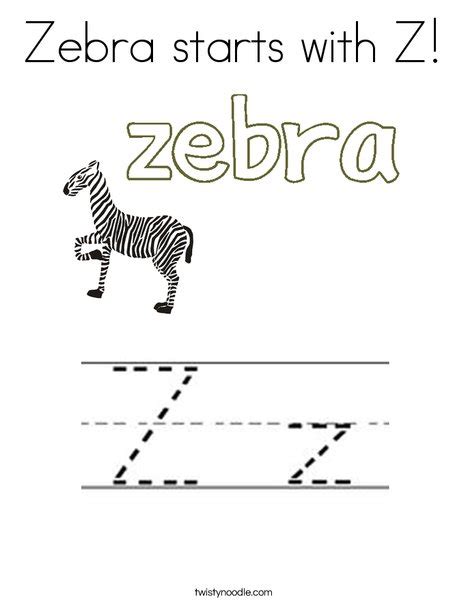 Zebra Starts With Z Coloring Page Twisty Noodle
