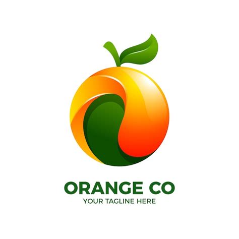 Plantilla De Vector De Logotipo 3d De Fruta Fresca Naranja Vector Premium