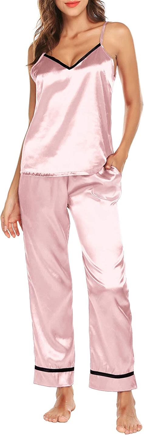 Pijamas Para Mujer Conjuntos De Satén Seda Damas Pijamas De Lujo Rosa Ropa De Dormir Sexy Pijama