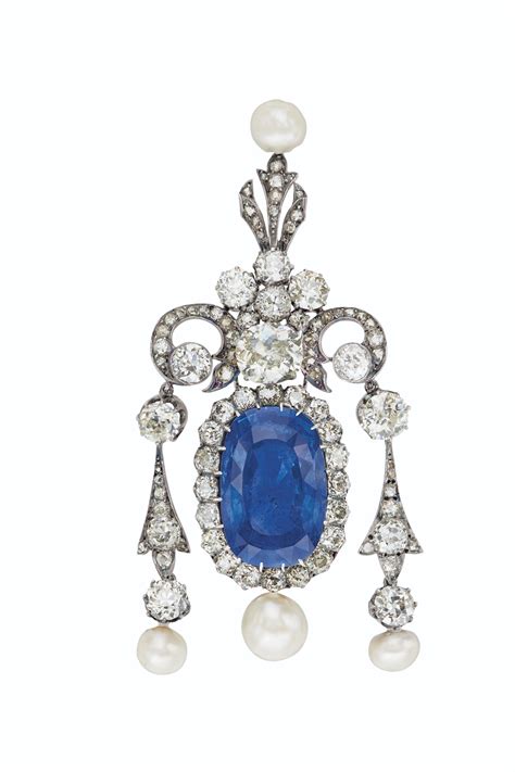 Antique Sapphire Diamond And Natural Pearl Brooch Christies