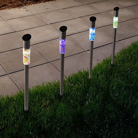 Solar Outdoor Led Light Battery Operated Stainless Steel Mosaic Column