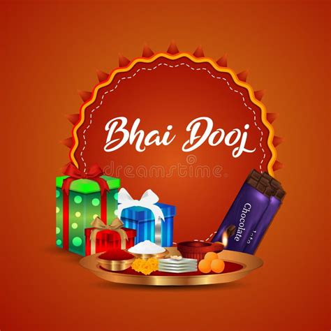 Happy Bhai Dooj Invitattion Greeting Card With Creative Vector Sweet