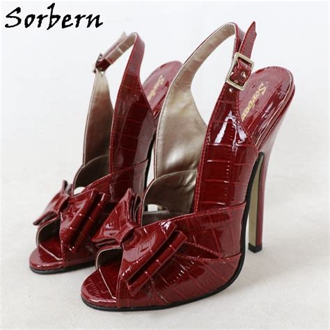 Sorbern Custom Women Sandals High Heel Shiny 16cm Open Toe Summer Shoes Crossdresser Sandal Mary