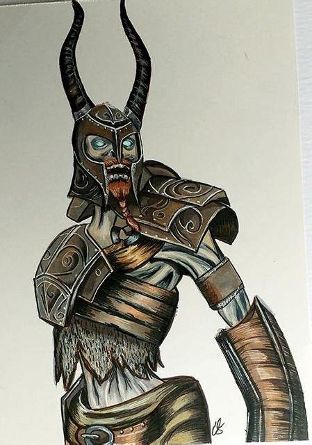 Draugr Overlord Pen And Marker Drawing By Hipsterjarjar