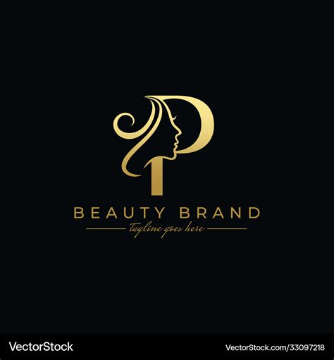 Letter P Beauty Face Hair Salon Logo Design Vector Image