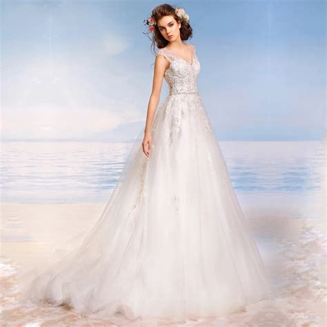 Robe De Mariage Romantic V Neck Lace Applique Wedding Gown China Online