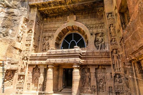 Enterance Door Of Ancient Ajanta Caves Rock Cut Buddhist Cave