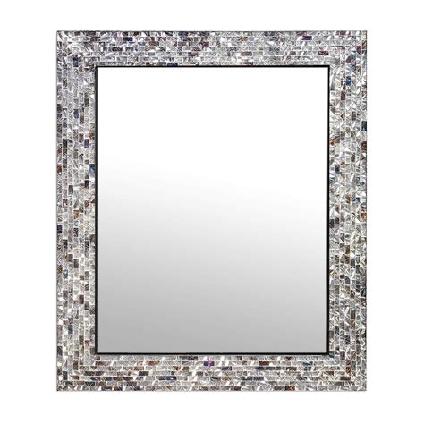 Multi Colored And Silver Luxe Mosaic Glass Framed Wall Mirror