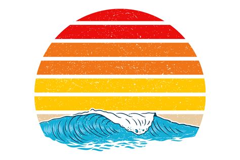 Ocean Waves Retro Vintage Sunset Graphic By Sunandmoon · Creative Fabrica