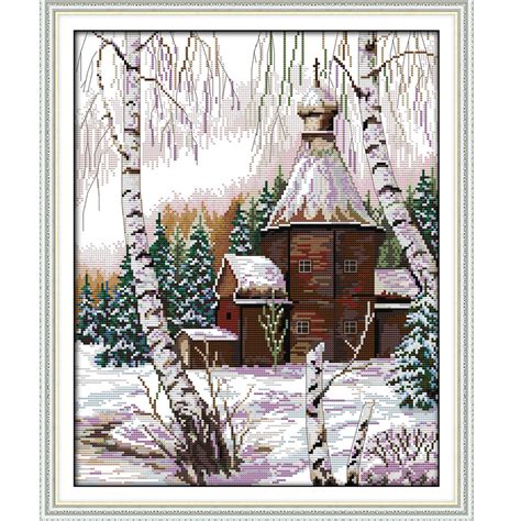 Winter Snow Scenecross Stitch Embroidery Setprinting Cloth Embroider