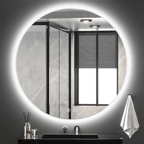 Keonjinn Round Led Mirror 32 Inch Backlit Mirror Bathroom Vanity Mirror