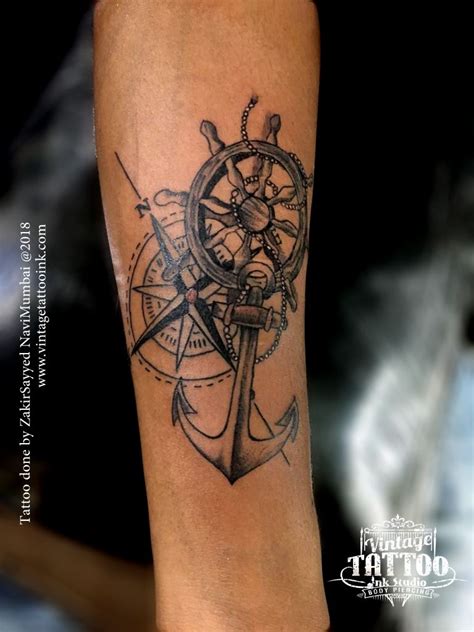 Anchor Tattoo Compass Tattoo Wheel Tattoo Forearm Tattoo Compass