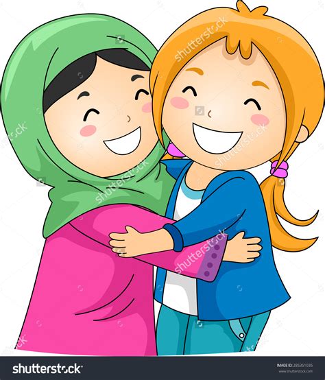 Kids Hugging Each Other Clipart