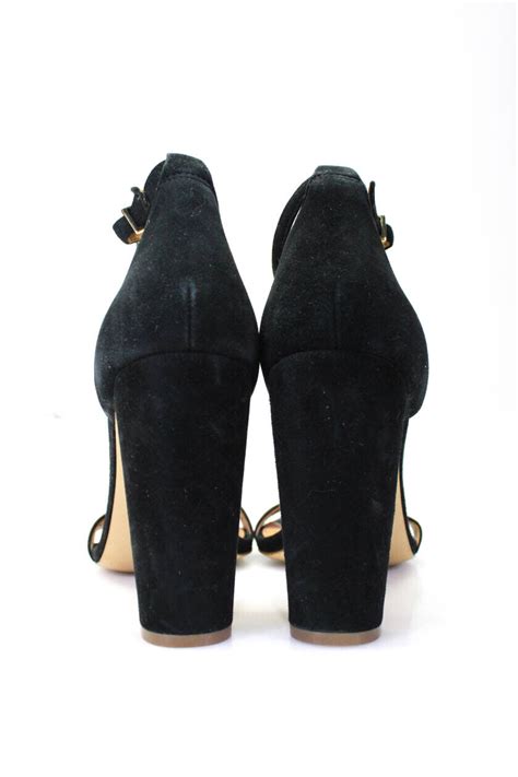 J Crew Womens Suede Ankle Strap Sandal Heels Black Size 95 Ebay