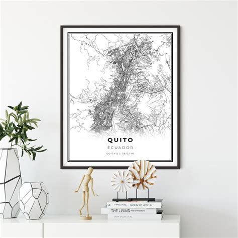 Quito Map Print Ecuador Map Art Poster Pichincha City Etsy