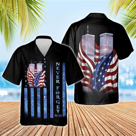 Patriot Day 911 Never Forget American Flag Hawaiian Shirt Hw1645