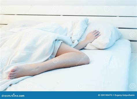 Lifestyle Photo Of Girl Under The Covers On Bed Stock Image Image Of